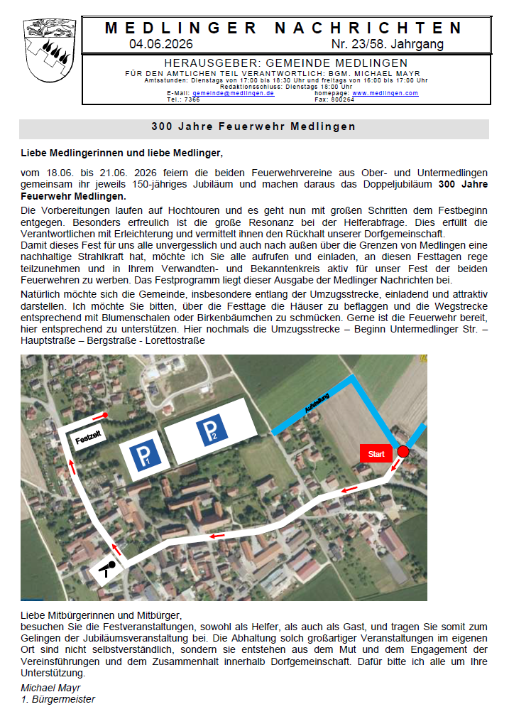 Titelseite Medlinger Nachrichten 2026 KW 23